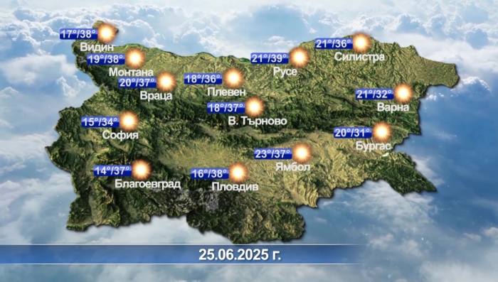 Метеорологична прогноза - 24.06.2025