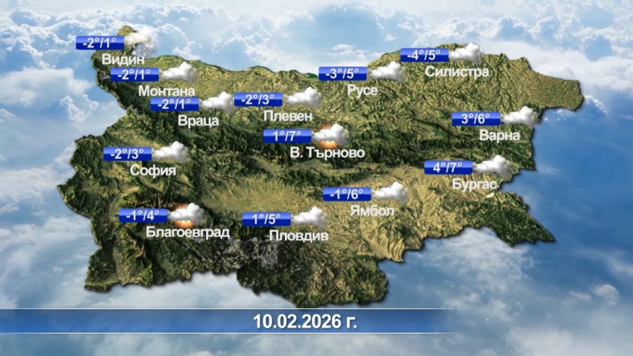 Метеорологична прогноза за 10.02.2026 