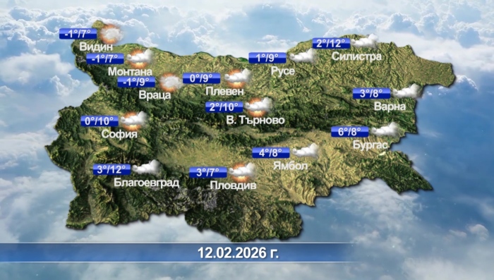 Метеорологична прогноза за 12.02.2026